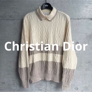 クリスチャンディオール(Christian Dior)のChristian Dior 立体リブニット編み 襟付き ウールセーター(ニット/セーター)