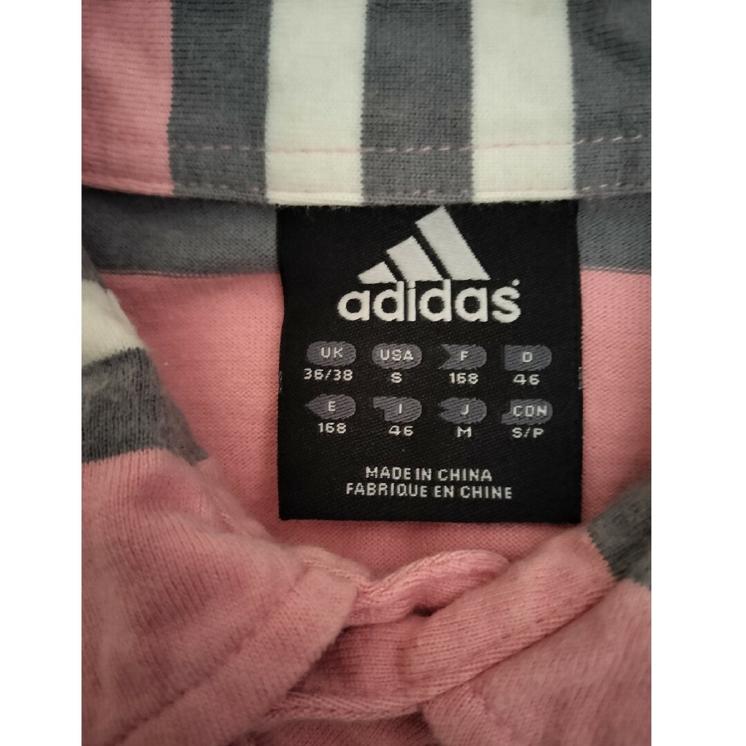 adidas(アディダス)のadidas　ポロシャツ　ピンク　ボーダー メンズのトップス(ポロシャツ)の商品写真