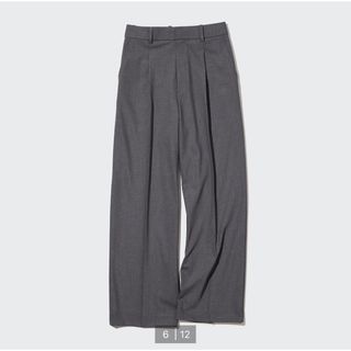 ユニクロ(UNIQLO)のUNIQLO タックワイドパンツ ワンタック 丈長め76cm グレー xs(カジュアルパンツ)