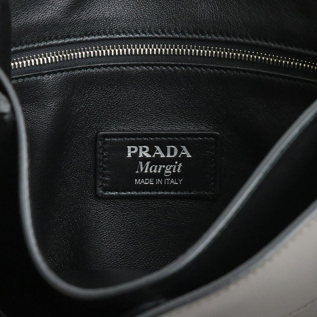 プラダ Margit マギット ワンショルダーバッグ シティカーフ レザー アルギッラ ネロ グレー ブラック シルバー金具 1BC076 PRADA（新品・未使用品）