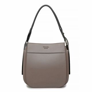 プラダ(PRADA)のプラダ Margit マギット ワンショルダーバッグ シティカーフ レザー アルギッラ ネロ グレー ブラック シルバー金具 1BC076 PRADA（新品・未使用品）(ショルダーバッグ)