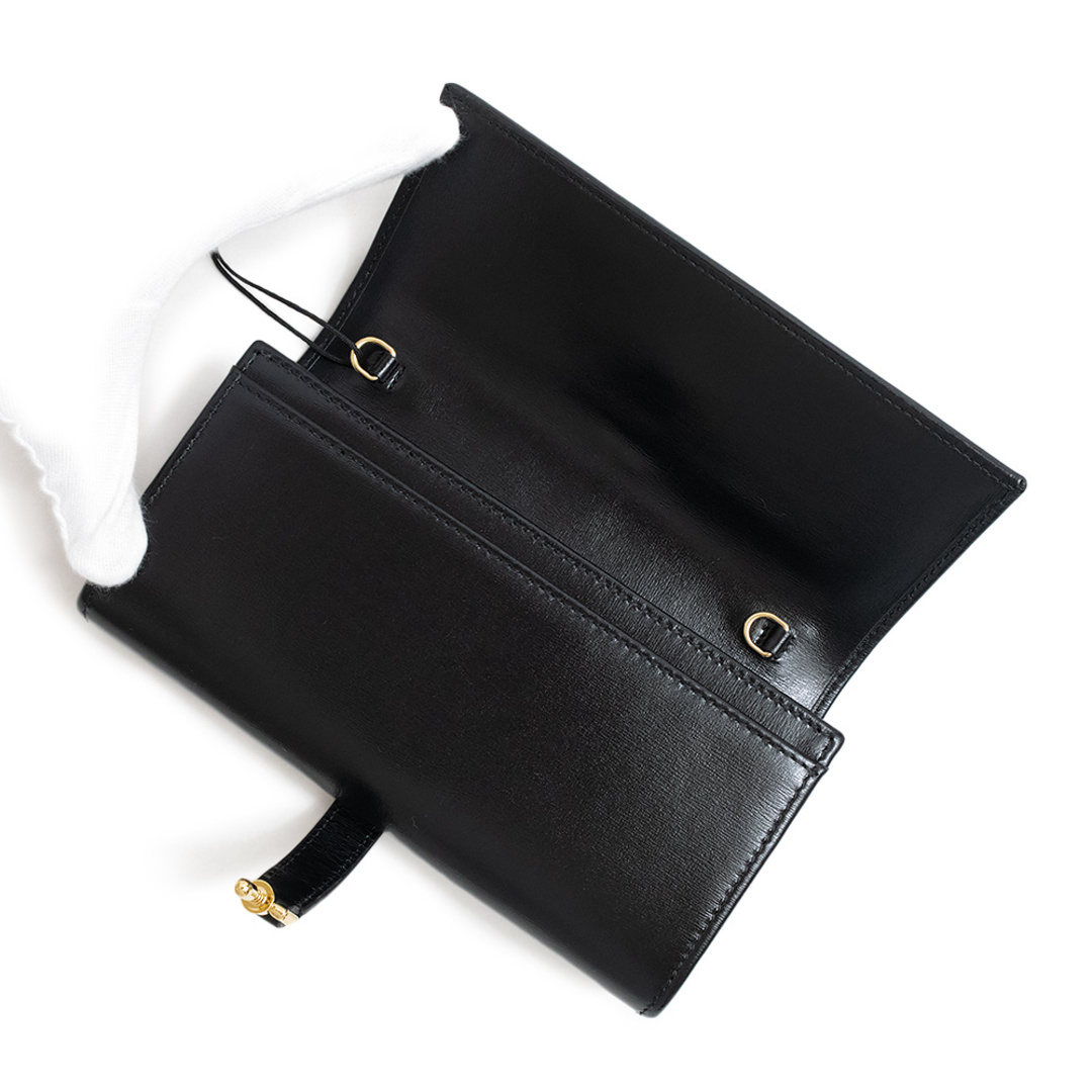 極美品　箱　保存袋付き　グッチ　三つ折り財布　ggマーモント　革　ゴールド　黒