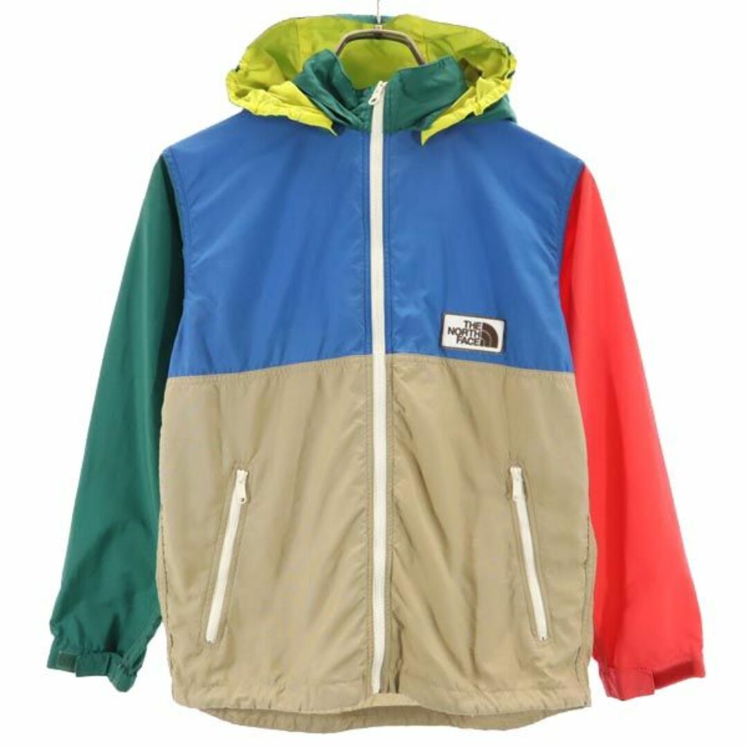 THE NORTH FACE(ザノースフェイス)のノースフェイス アウトドア グランドコンパクトジャケット 150 ベージュ×ブルー 他 THE NORTH FACE NPJ22212 ロゴ 長袖 キッズ 【中古】  【230902】 メール便可 キッズ/ベビー/マタニティのキッズ服男の子用(90cm~)(ジャケット/上着)の商品写真