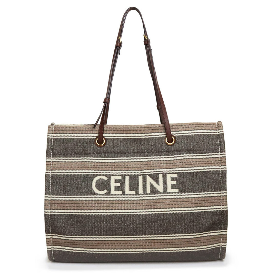 celine - セリーヌ スクエア カバ ストライプ トートバッグ ジャガード