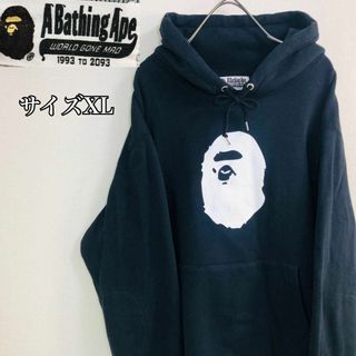 アベイシングエイプ(A BATHING APE)の【大人気】ア ベイシング エイプ パーカー サイズXL　エルボーパッチ ブラック(パーカー)