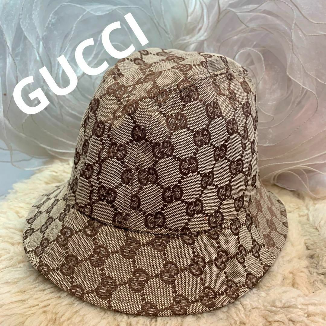 ☆美品☆GUCCI ハット GGキャンバス ベージュ Mサイズ-