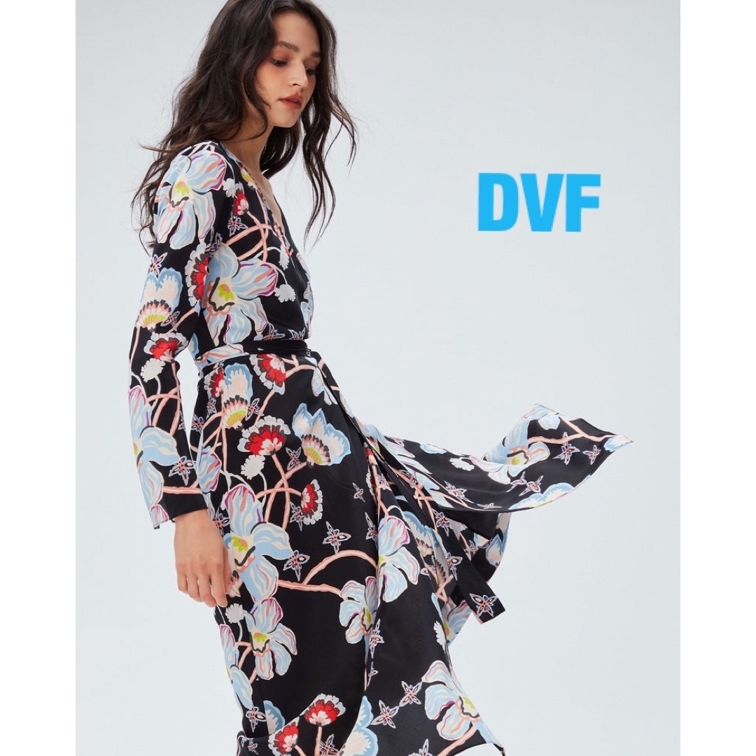 ダイアン DVF フラワープリントラップワンピース-