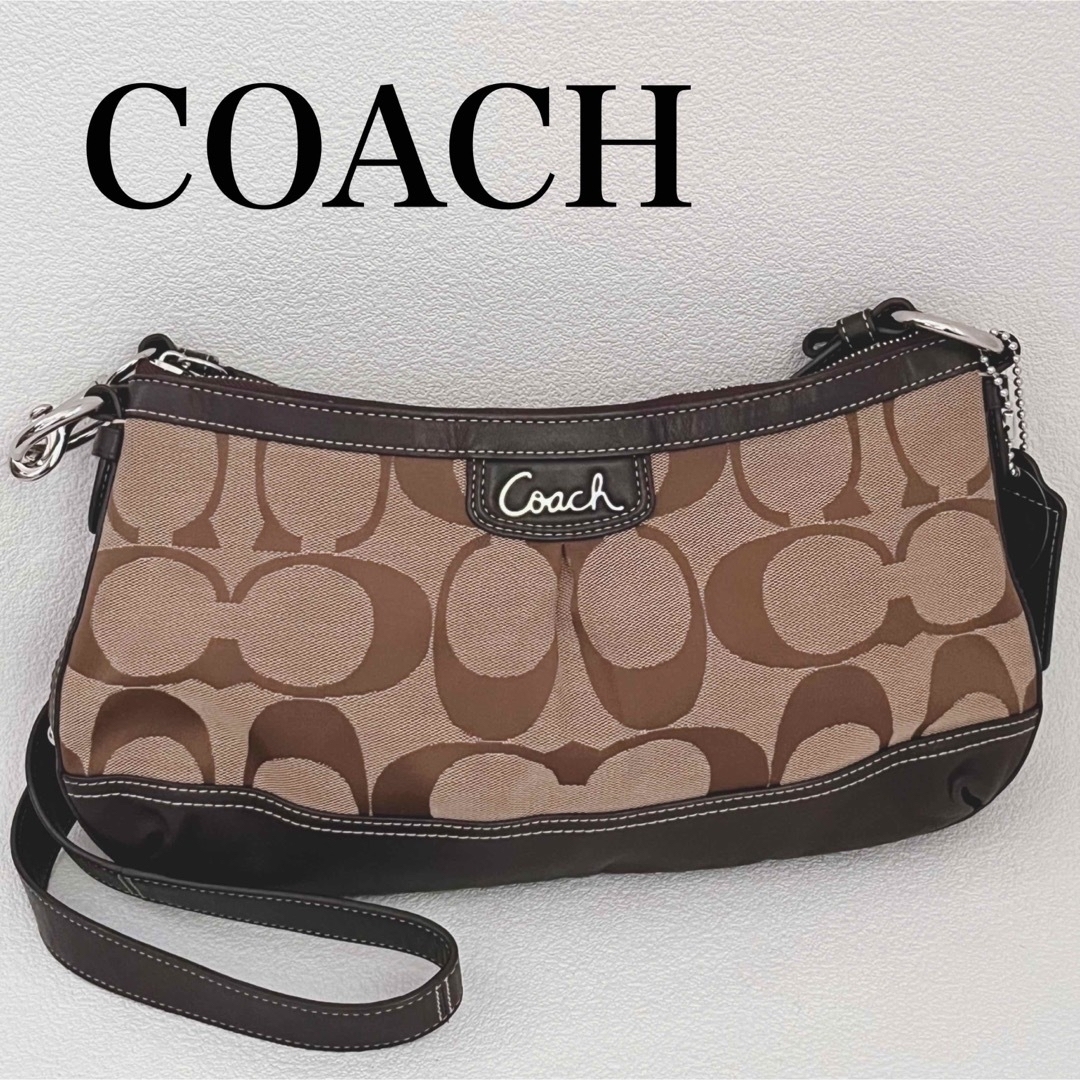 ✳️美品 COACH ミニショルダー シグネチャー グレー キャンバス 斜めがけ