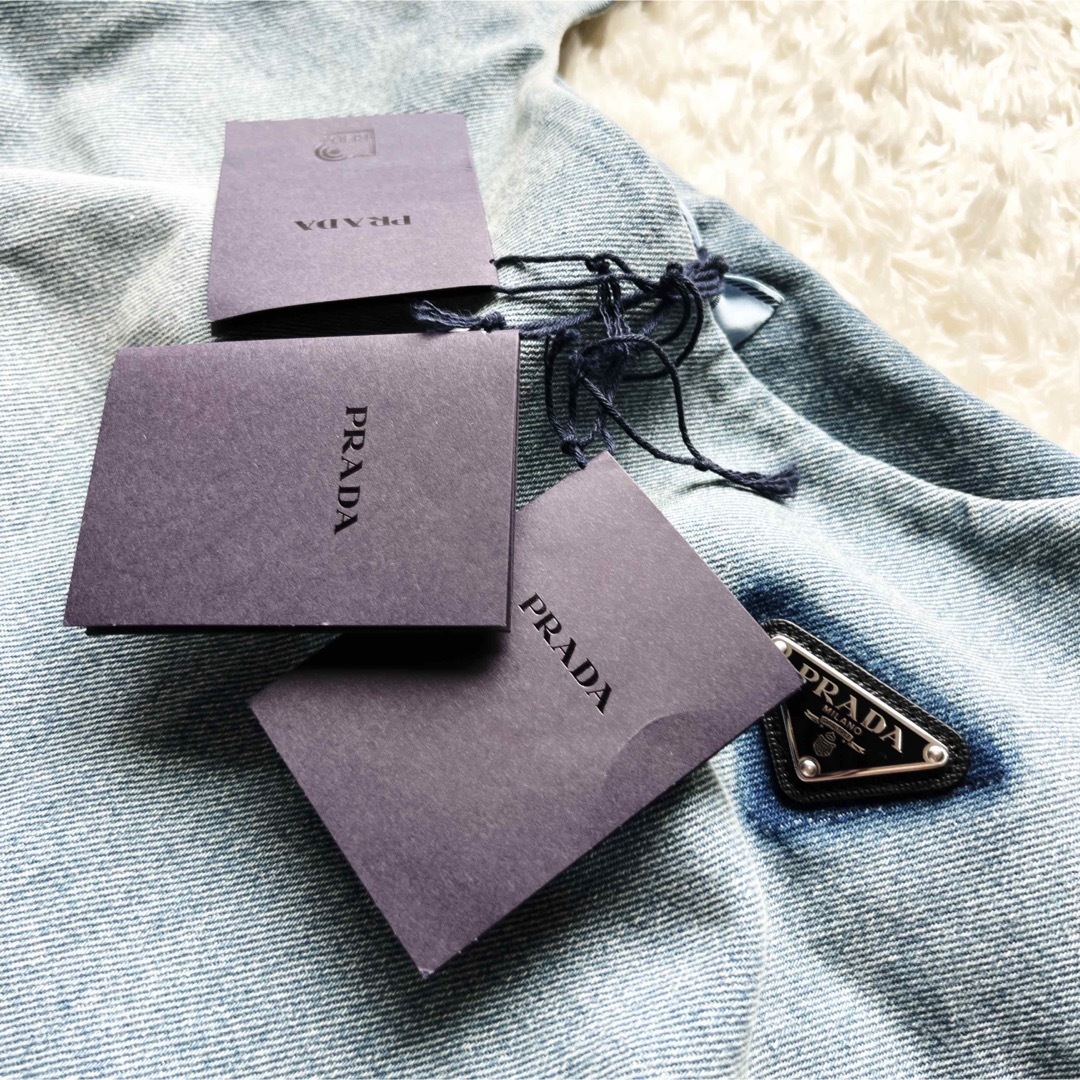 未使用 PRADA プラダ デニム ベスト ワンピース ドレス ロゴプレート 未使用 PRADA プラダ デニム ベスト ワンピース ドレス ロゴプレート
