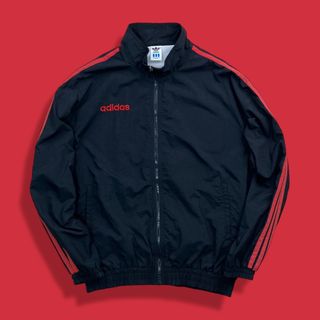 アディダス(adidas)の90s adidas アディダス ヴィンテージナイロントラックジャケット 黒(ナイロンジャケット)