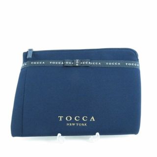 トッカ(TOCCA)の未使用 TOCCA トッカ CUSHION FLAT POUCH L クッション フラット ポーチ L 1点 ネイビー タブレット リボン レディース AM4715C (ポーチ)