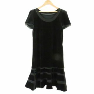 フォクシー(FOXEY)の美品 VELOUR NOIR by FOXEY NEW YORK フォクシー 29388 ワンピース 1点 ブラック 40 トリアセテート 他 半袖 ベロア ノワール 膝丈 レディース AM4670A51 (ミニワンピース)