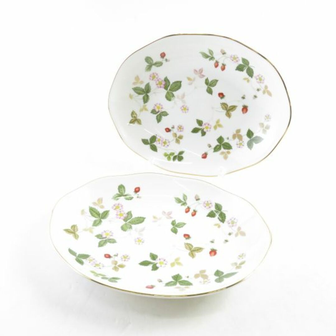 美品 WEDGWOOD ウェッジウッド ワイルドストロベリー オーバルディッシュ 2点 ペア 25cmプレート ボウル SC7609D