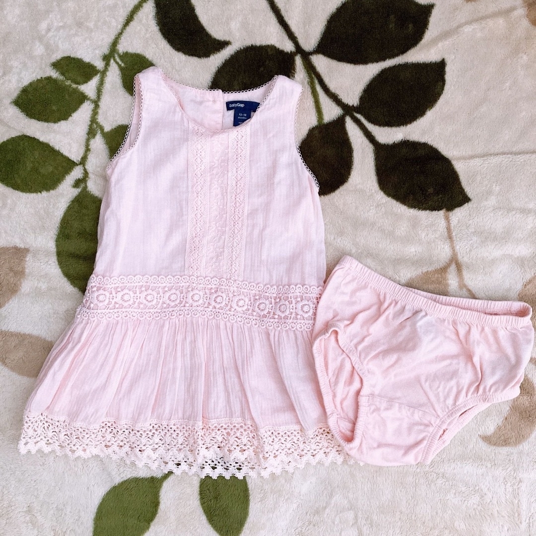 babyGAP(ベビーギャップ)のガーゼワンピースセットアップ　スカート　ブルマ80 キッズ/ベビー/マタニティのベビー服(~85cm)(ワンピース)の商品写真