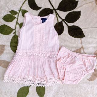 ベビーギャップ(babyGAP)のガーゼワンピースセットアップ　スカート　ブルマ80(ワンピース)