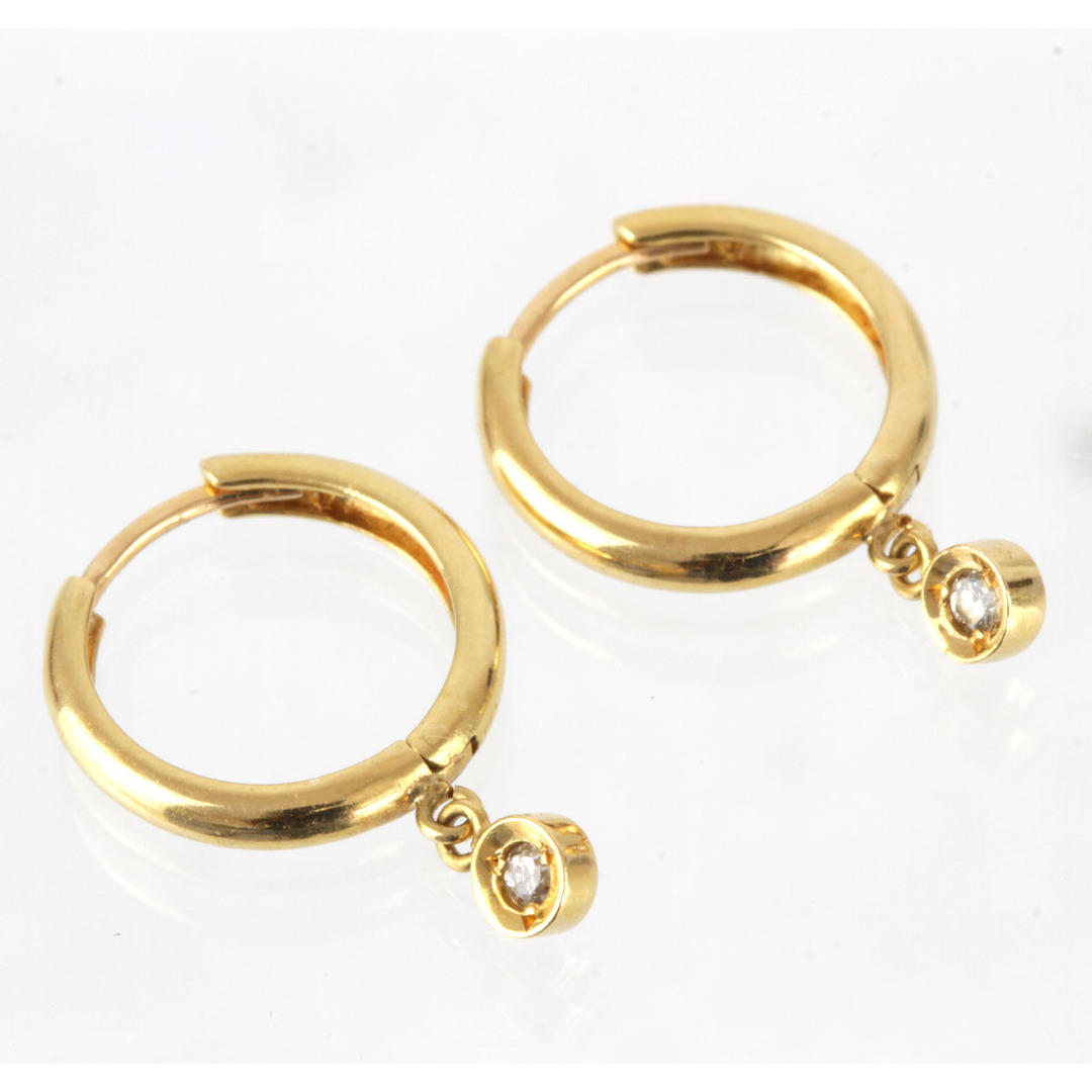 美品『USED』 K18 フープ ピアス ダイヤモンド 0.038ct 2.7g