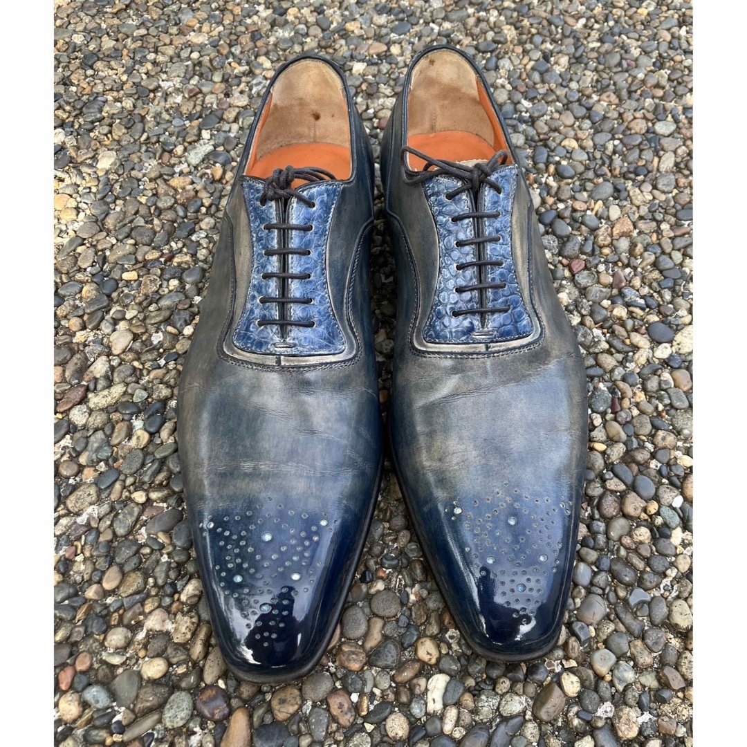 Santoni サントーニ 革靴 Size 7 ネイビーItaly