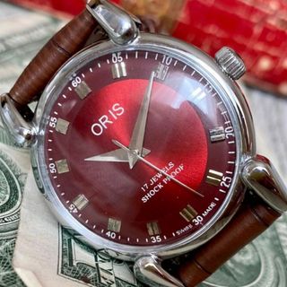 オリス(ORIS)の【落ち着いた雰囲気】オリス メンズ腕時計 レッド シルバー 手巻き ヴィンテージ(腕時計(アナログ))