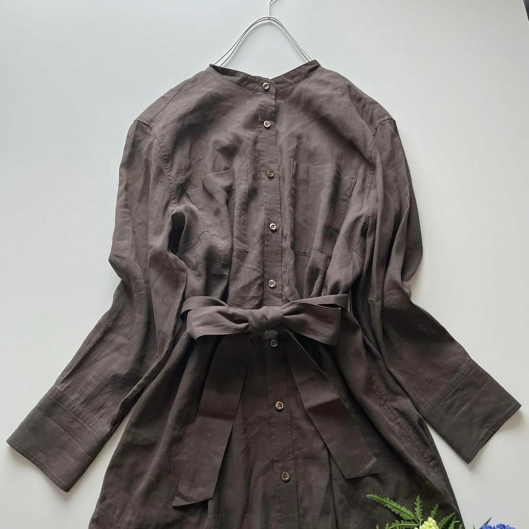 希少✨XLサイズ】23区 リネンたっぷり シャツワンピース インナー付