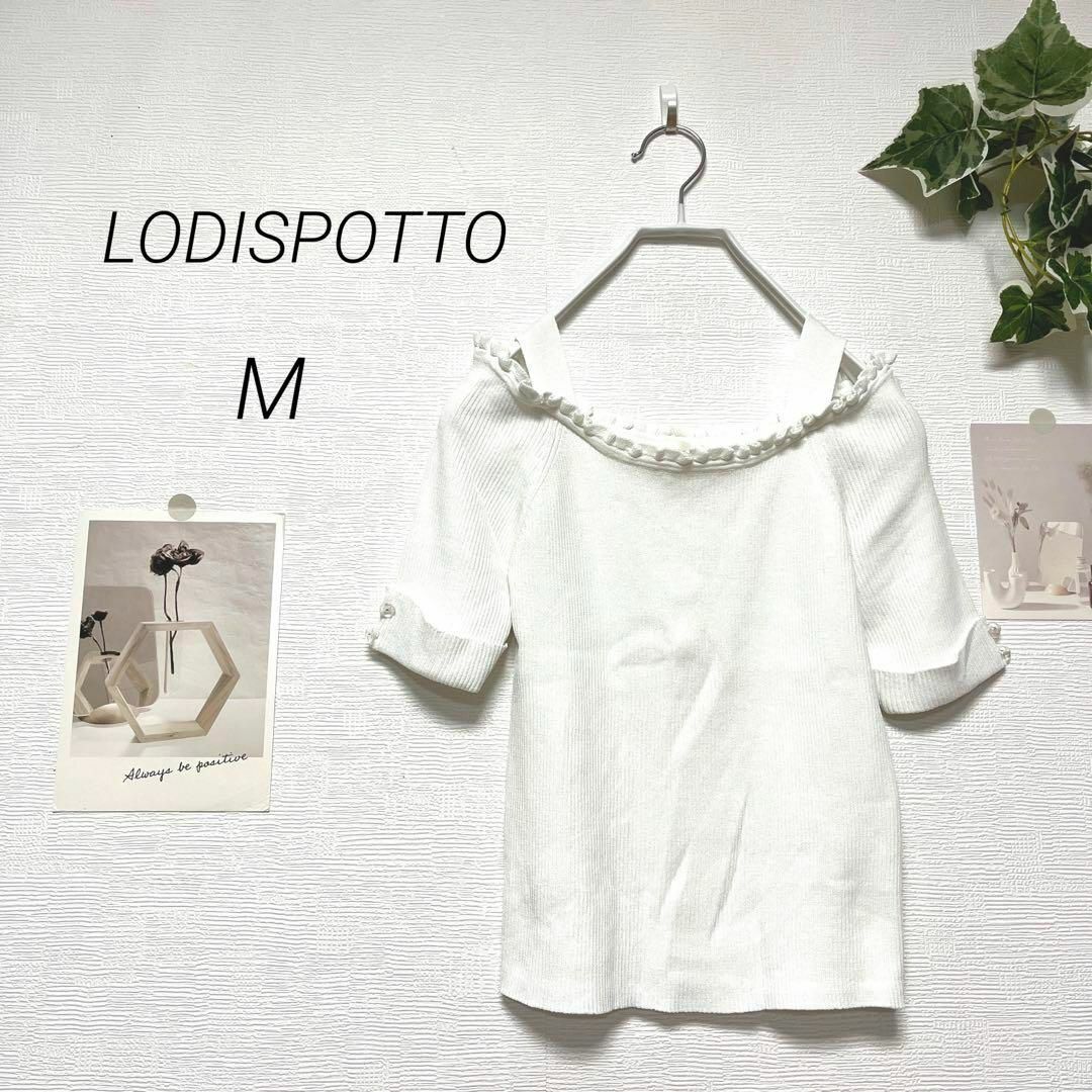 LODISPOTTO(ロディスポット)の2400　LODISPOTTO　オフショルダー半袖カットソー M バックリボン レディースのトップス(カットソー(半袖/袖なし))の商品写真