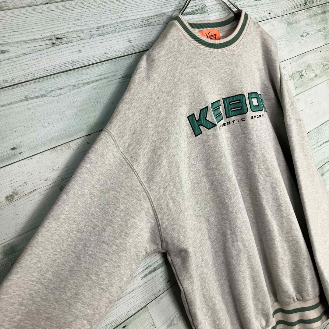 Keboz ケボズ リブライン 刺繍 ワッペンロゴ スウェット トレーナー-