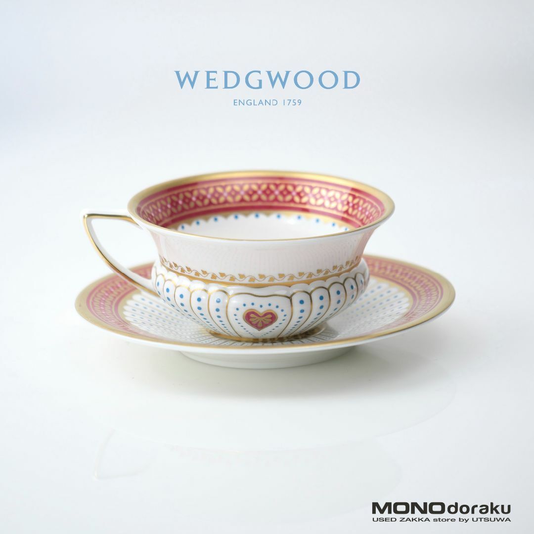 約105cm高さウェッジウッド WEDGWOOD ハーレクインコレクション クイーンオブハート ティーカップ＆ソーサー 廃盤品 ②