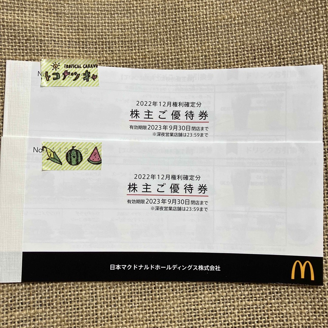 マクドナルド - マクドナルドの株主優待券、1冊(6枚)✖️2冊分の通販