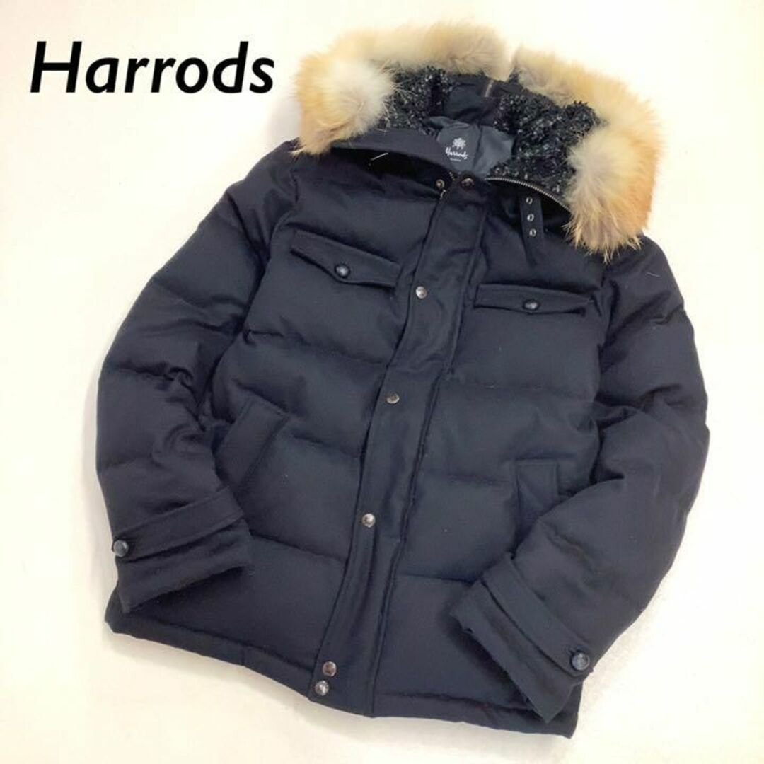 【美品】Harrods フォックス ファー フード ウール ダウンジャケット