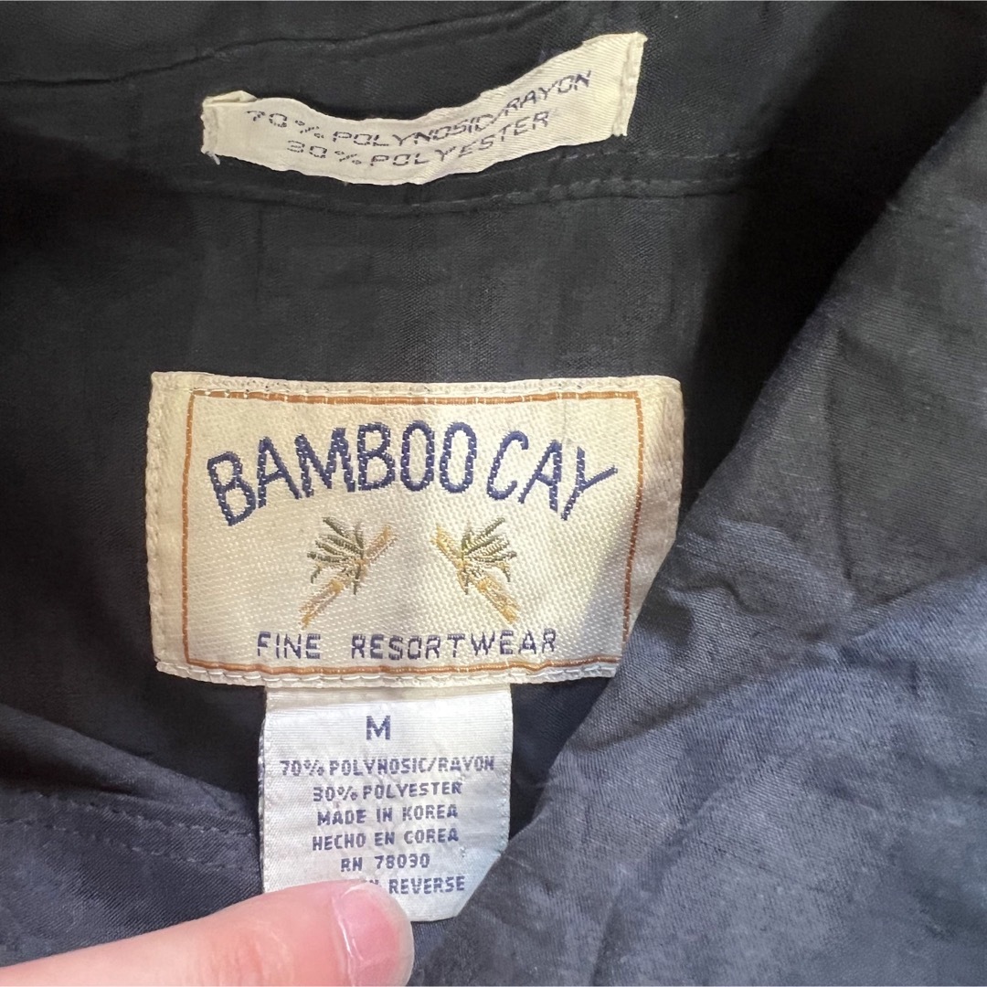 BAMBOO CAY レーヨンシャツ　キューバシャツ　刺繍　オーバーサイズ
