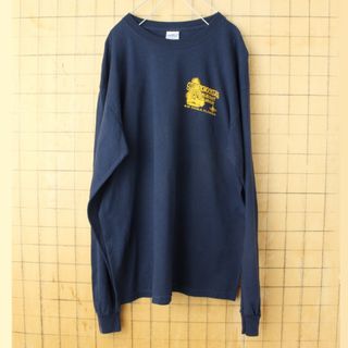 ギルタン(GILDAN)の00s USA GILDAN両面プリント長袖Tシャツ ロンTネイビーL aw71(Tシャツ/カットソー(七分/長袖))