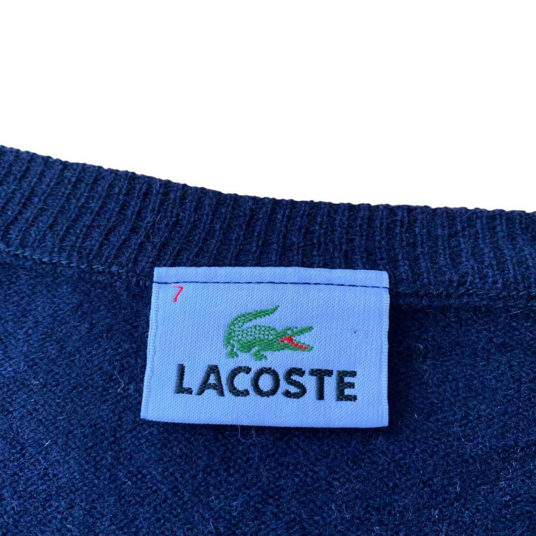 LACOSTE ラコステ Vネックウールニット ネイビー ワンポイント