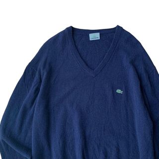 ラコステ(LACOSTE)のLACOSTE ラコステ Vネックウールニット ネイビー ワンポイント(ニット/セーター)