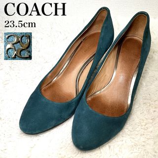 コーチ(COACH)のCOACH ハイヒール ラウンドトゥ スエード 入学 卒業 パーティ37 青 緑(ハイヒール/パンプス)