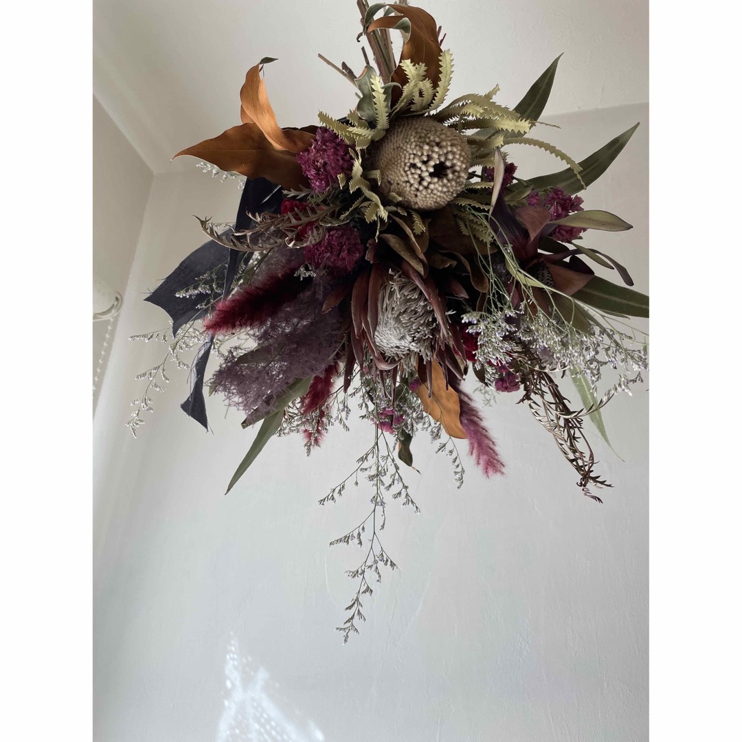 ドレスバンクシアと紫陽花のリース ネイティブフラワーインテリア
