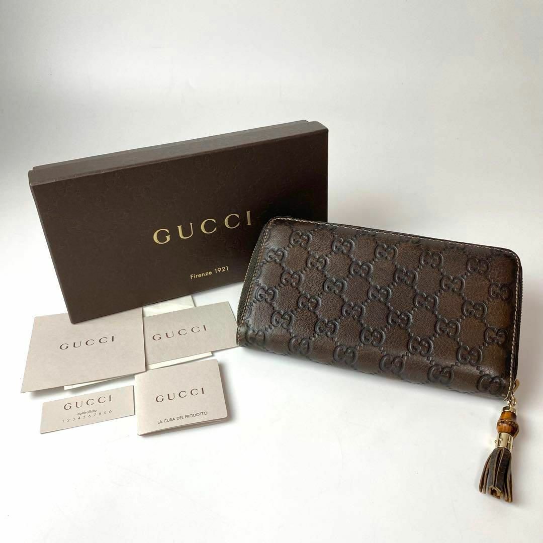 Gucci - グッチ GUCCI シマ バンブータッセル ラウンドファスナー 長