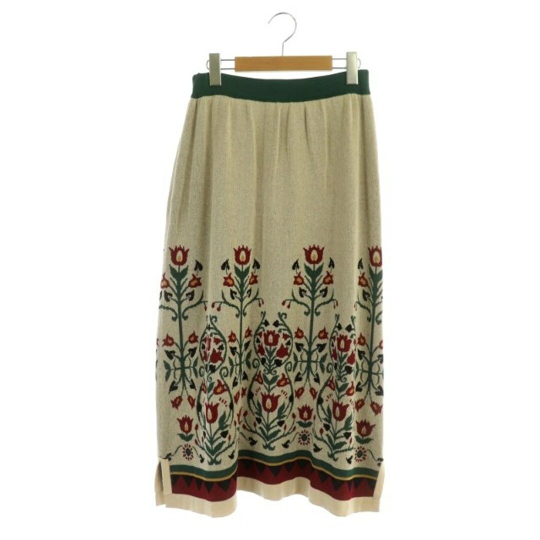 Jocomomola(ホコモモラ)のホコモモラ Azulejo チャイナニットスカート ロング フレア 花柄 40 レディースのスカート(ロングスカート)の商品写真