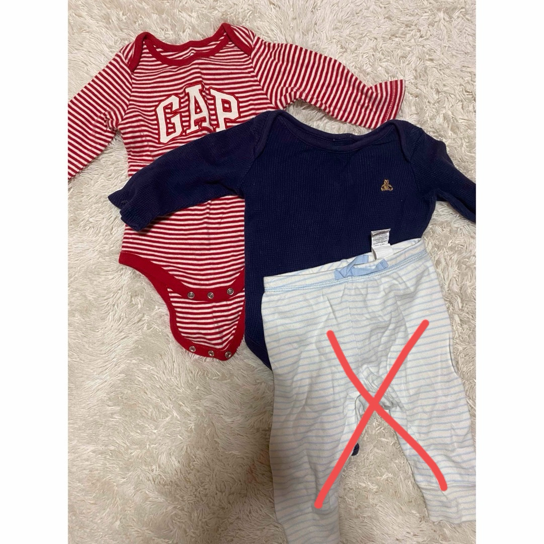 babyGAP(ベビーギャップ)のロンパース　セット　babygap ベビーロンパース　服　ボーダー　ワッフル素材 キッズ/ベビー/マタニティのベビー服(~85cm)(ロンパース)の商品写真