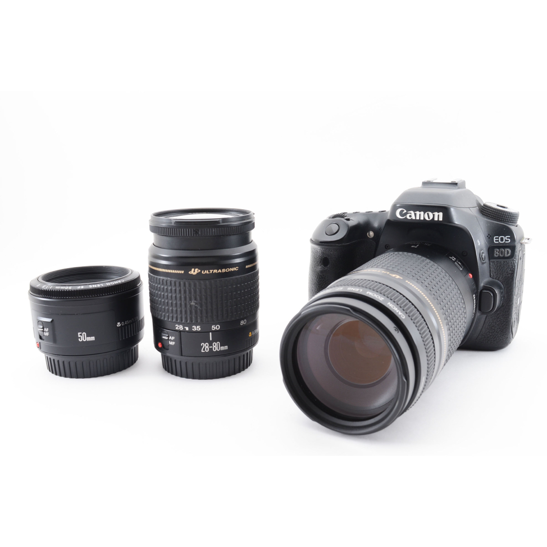 Canon - 長期保証付き CANON EOS 80D標準&望遠&単焦点トリプルレンズ