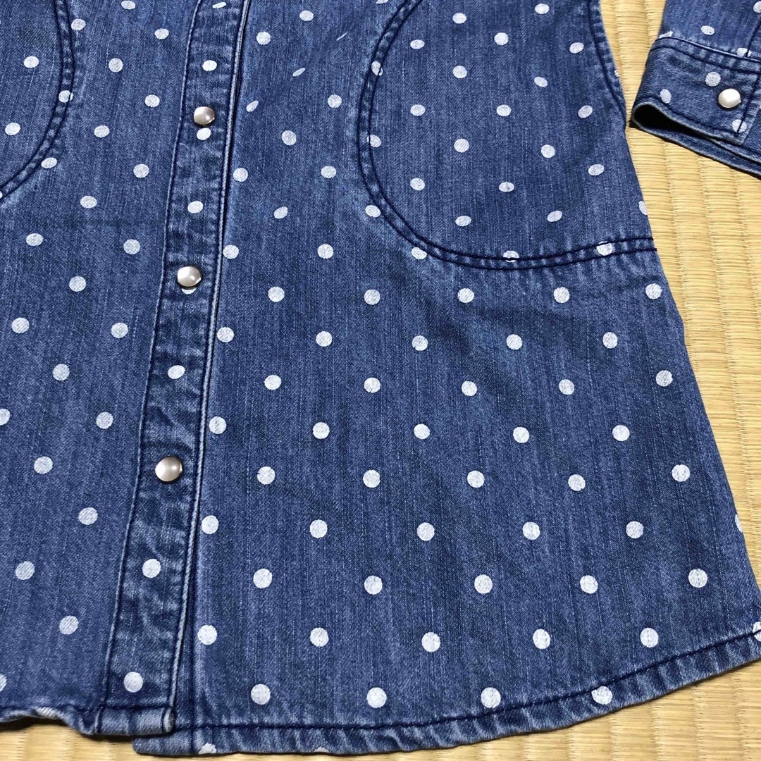 SLAP SLIP(スラップスリップ)のSLAP SLIP デニムワンピース120   べべ キッズ/ベビー/マタニティのキッズ服女の子用(90cm~)(ワンピース)の商品写真