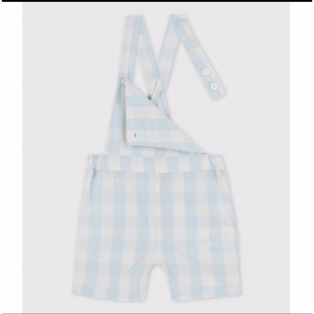 PETIT BATEAU(プチバトー)のプチバトー　ヴィシーチェックショートサロペット　オーバーオール　 キッズ/ベビー/マタニティのベビー服(~85cm)(パンツ)の商品写真