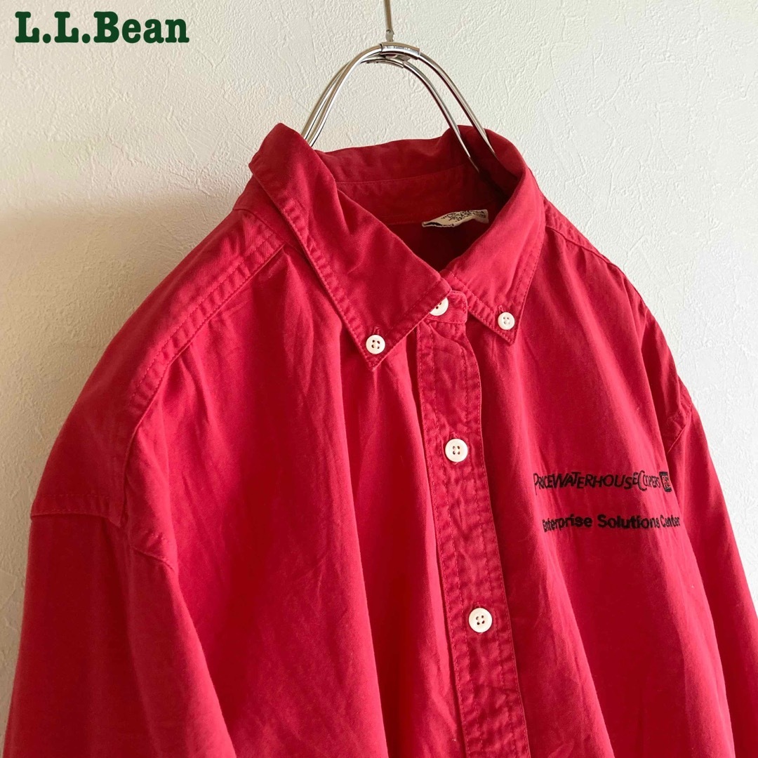 ビンテージ エルエルビーン 企業刺繍 BD 長袖 ビッグシルエット シャツ 赤