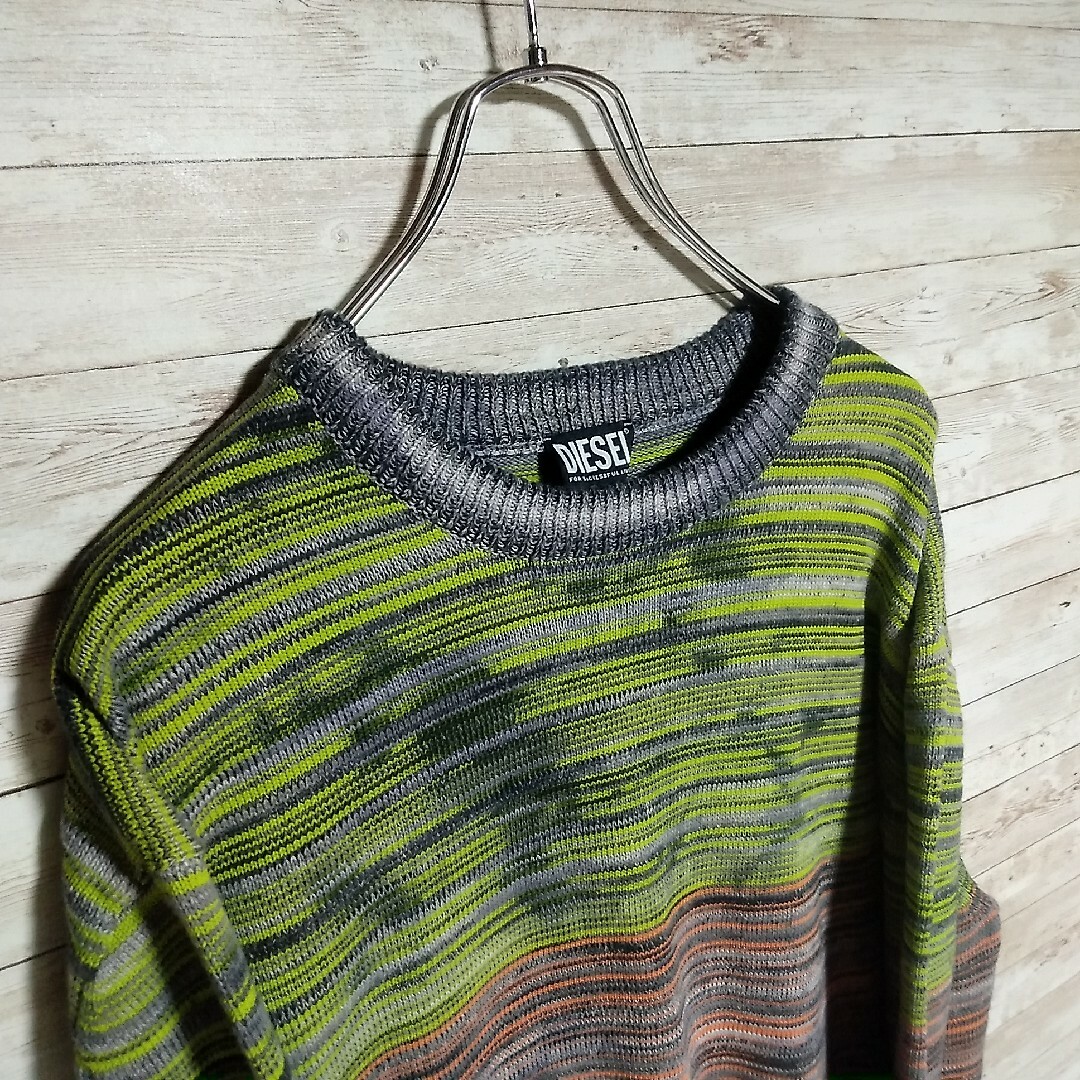 DIESEL ニット マルチカラー 刺繍ロゴ セーター オーバーサイズ M 4