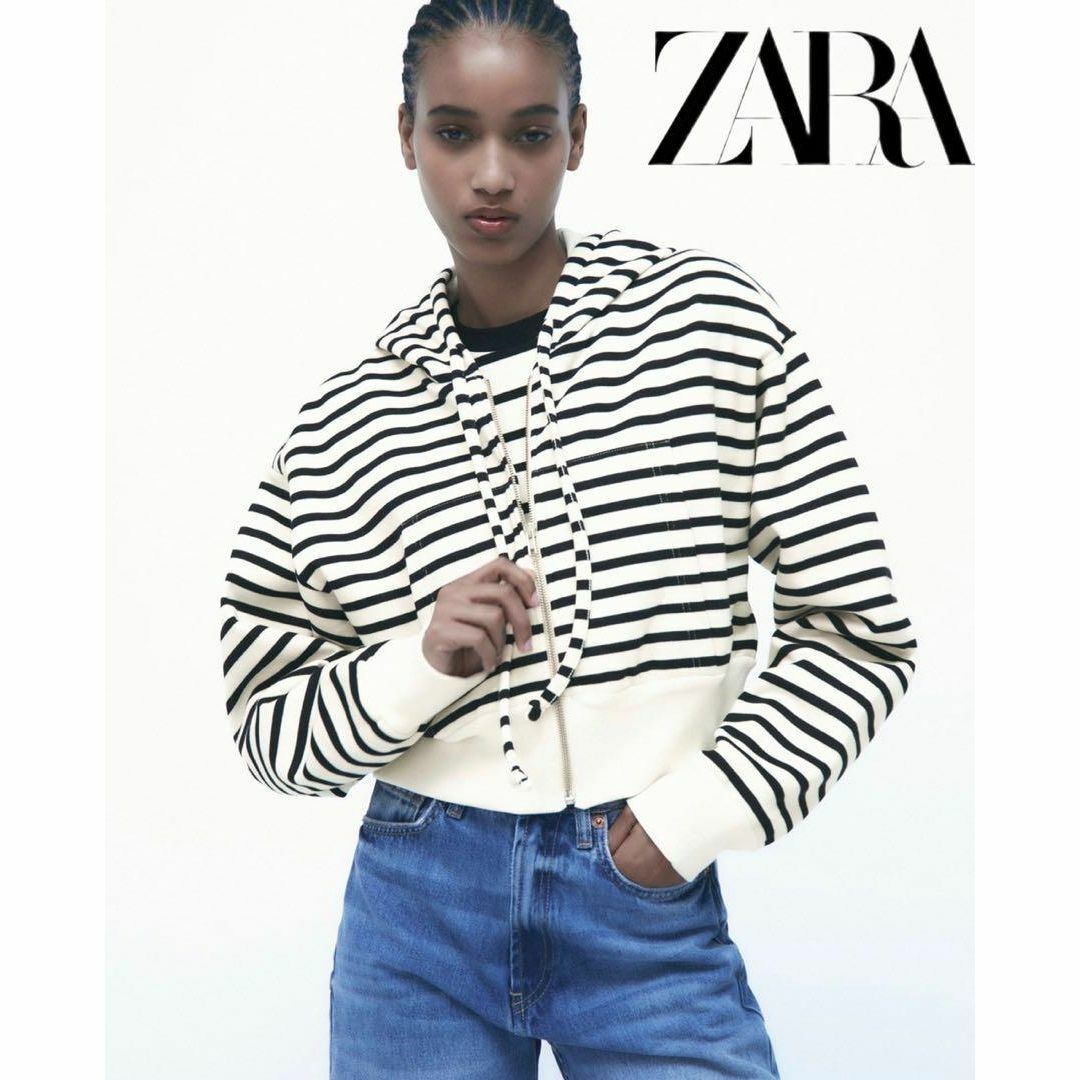 zara ボーダーフーディ