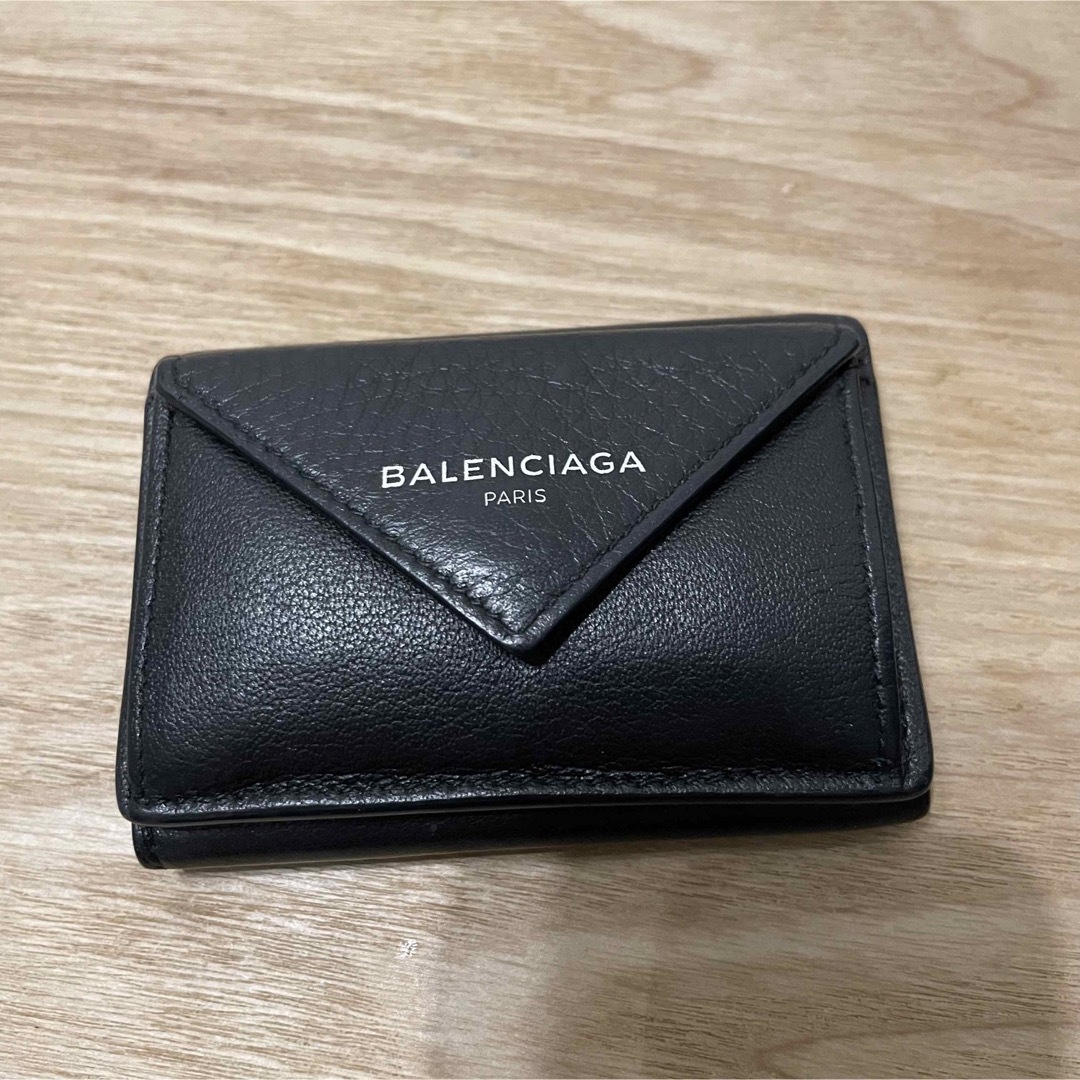 BALENCIAGA ペーパーミニウォレット 三つ折り 黒 レザー バレンシアガ