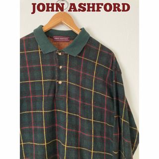 JOHN ASHFORD 長袖ポロシャツ　チェックポロシャツ(ポロシャツ)