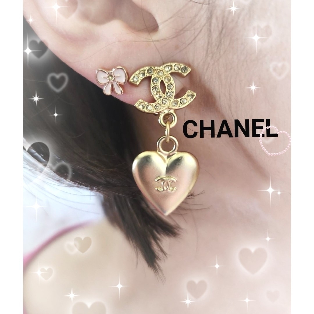 CHANEL - シャネル CHANEL♡片方のみ♡ハート♡ラインストーン ...