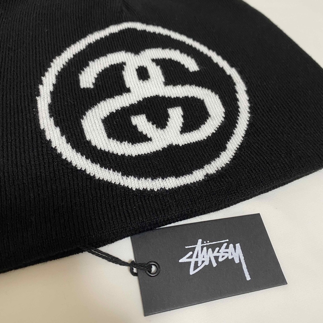 新品　STUSSY ステューシー　リンク　スカル　ビーニー　ブラック