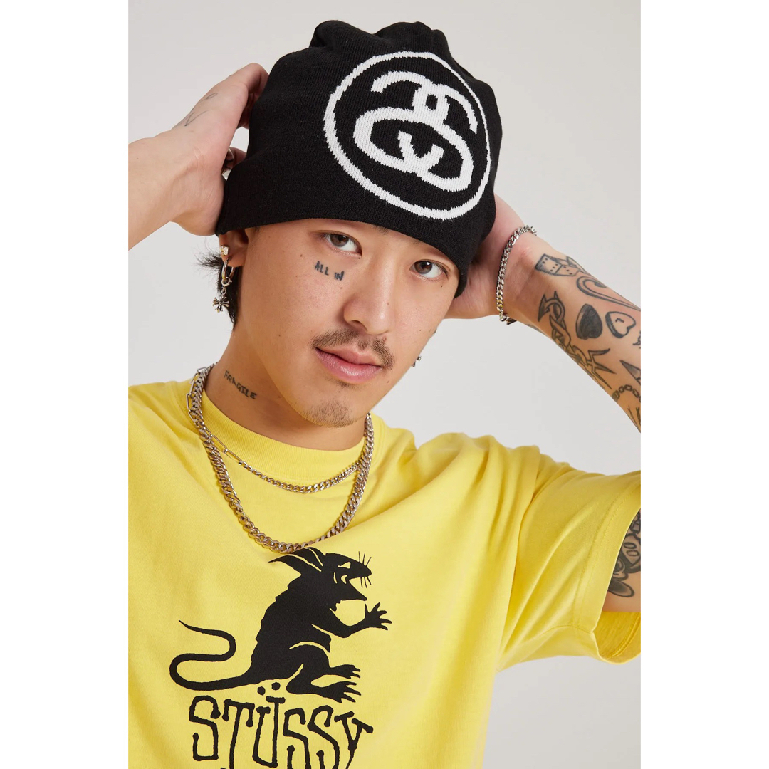 新品　STUSSY ステューシー　リンク　スカル　ビーニー　ブラック