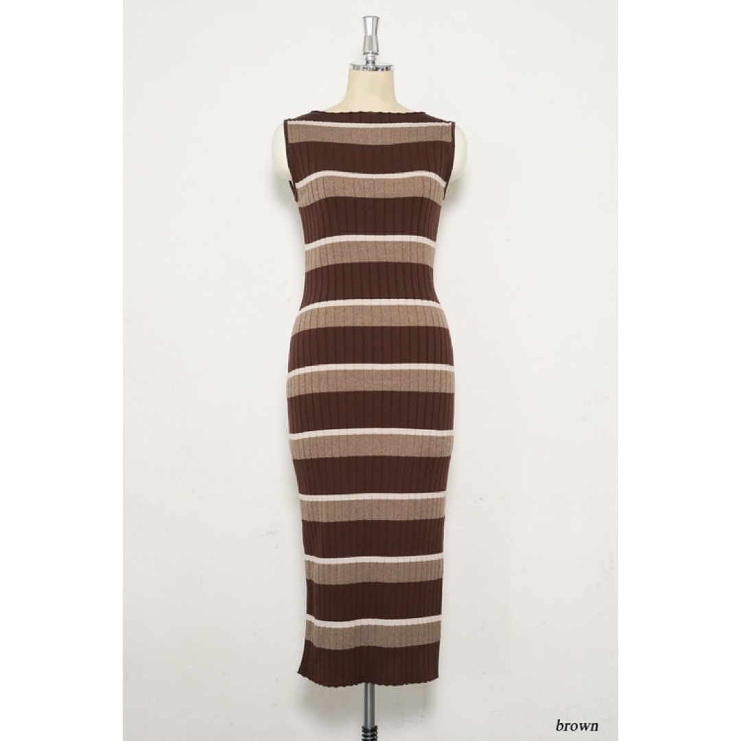 Cotton Striped Ribbed Knit Dress