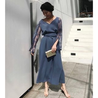 アメリヴィンテージ(Ameri VINTAGE)のAMERI LACE SLEEVE REFINED DRESS(ロングドレス)